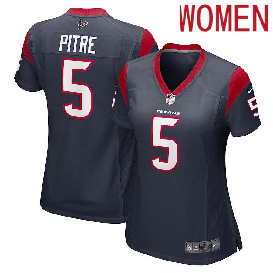 Women Houston Texans #5 Jalen Pitre Nike Navy Game Player NFL Jersey->women nfl jersey->Women Jersey